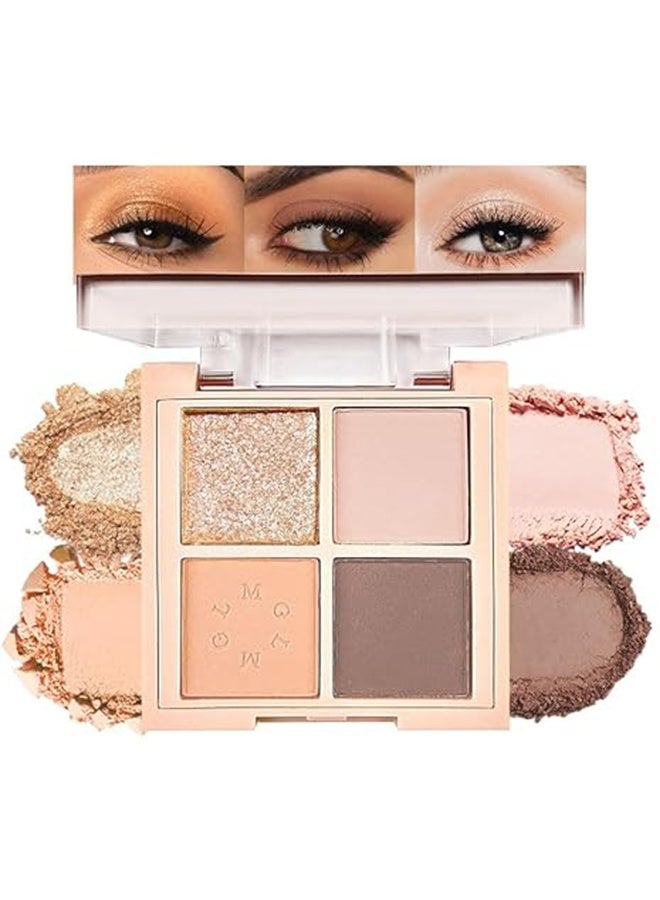 MGL 4Colors Eyeshadow Makeup Palette,Nude Champagne Natural Neutral Powde Eye Shadow Palette for Older Women,Long Lasting Naturing-Looking,Lightweight,Waterproof,Eye Makeup Kit Travel Size，#03 - Image 1